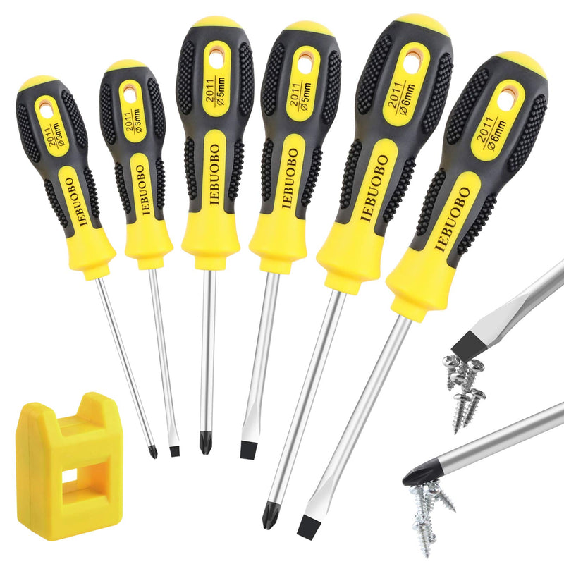 6 Piece Precision-Magnetic-Screwdriver-Tool-Set-Phillips-Flat-Head Tips Screw Driver Small Flathead Non-Slip for Repair Home Craft