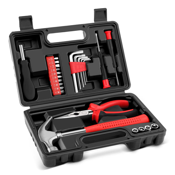 25 Piece Tool Set, Small Home Tool Kit for Men Women, Mini Basic Household Hand Tools Kit with Plastic Tool Box for All Purpose, Repair