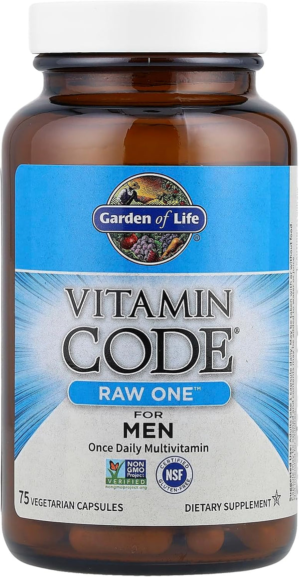 Garden of Life Multivitamin for Men, Vitamin Code Raw One - Once Daily, Vitamins plus Fruit, Veggies & Probiotics, 75 Count