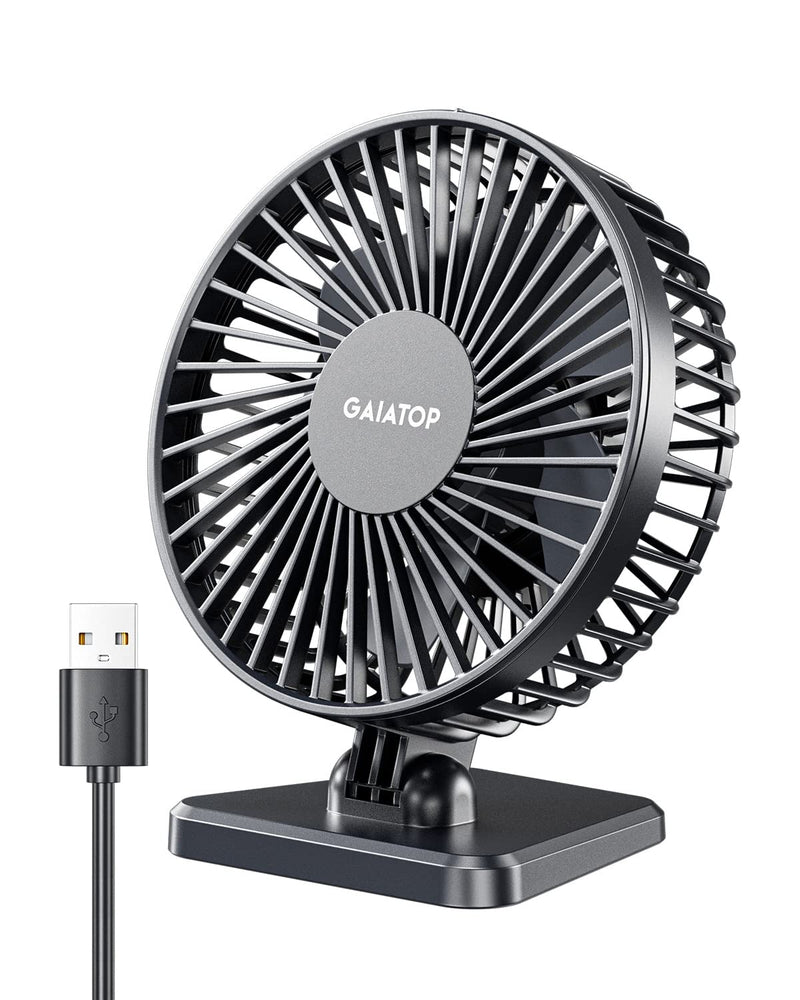 Gaiatop USB Desk Fan, Small But Powerful, Personal Portable Quiet 3 Speeds, Adjustable Mini Table Desktop fan for Cooling Home Office Car Summer