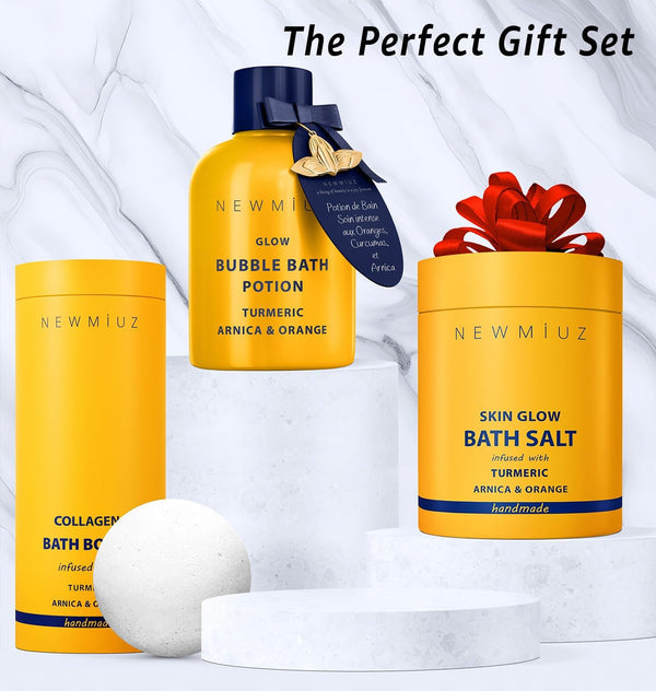 Natural Bath Bombs Luxurious Bath Foam Gift for Dry Skin Hydration Moisturizing Turmeric Arnica Orange Essential Oil Infused for a Blissful Experience