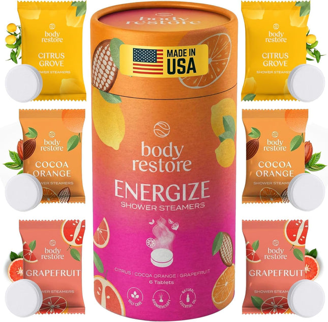 Body Restore Shower Steamers Aromatherapy 6 Pack – Birthday Gifts for Women, Men, Easter Basket Stuffers, Stress Relief,