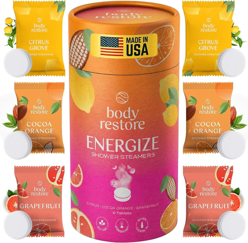 Body Restore Shower Steamers Aromatherapy 6 Pack – Birthday Gifts for Women, Men, Easter Basket Stuffers, Stress Relief, Relaxation, Self Care –
