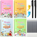 5 PCS Grooved Writing Books for Kids Children Reusable Magic Practice Copy Book Writing Workbook Magic Ink Copy Books for Preschool Tracing Letter