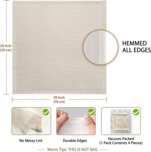 Olicity Cheese Cloths, 4PCS, Grade 100,20X20Inch Hemmed Cheese Cloth Fabric Reusable Fine Mesh Cloth Strainer, 100% Cotton Unbleached Precut
