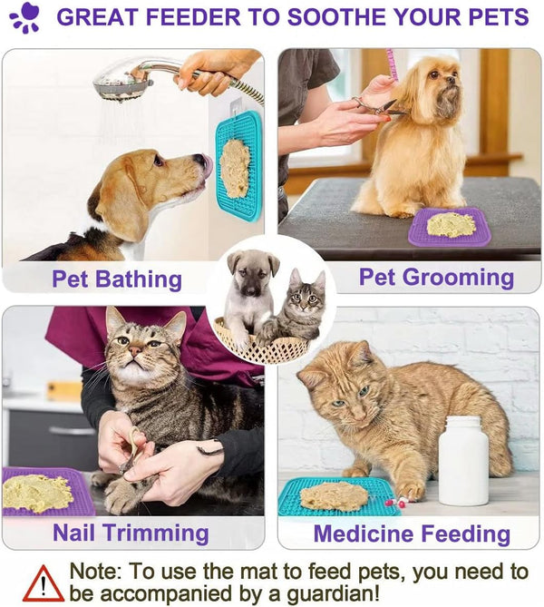 Lesipee Licking Mat for Dogs & Cats 2 Pack, Slow Feeder Lick Pat, Anxiety Relief Dog Toys Feeding Mat for Butter Yogurt Peanut, Pets Supplies
