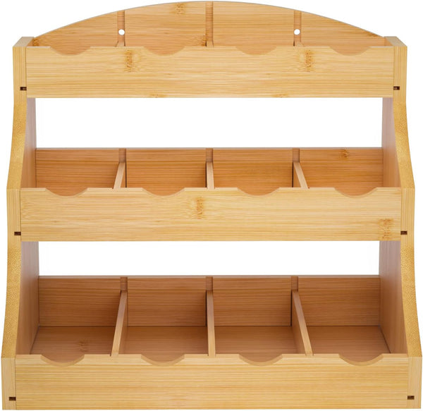 Bamboo Tea Bag Organizer, 3 Tier Vertical Tea Organizer, Tea Holder for Kitchen Island, Coffee Shop or Office, Tea Storage with 12 Adjustable
