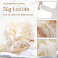 Sunnyray 4 Pack Back Scrubber for Shower and Shower Loofah Sponge Set, 50G Shower Loofah Poufs, Loofah Body Scrubber with Long Handle, Loofah on a