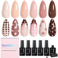 Beetles Gel Polish Nail Set 6 Colors Skin Tones Collection Nude Brown Gel Nail Polish Pink Neutral Soak off Uv Led Lamp Needed Manicure Diy Home