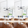 8 Lights Plug in Chandelier Sputnik Ceiling Light Fixture Black Hanging Lights with Plug in Cord 16.4ft Sputnik Chandeliers for Dining Room Living