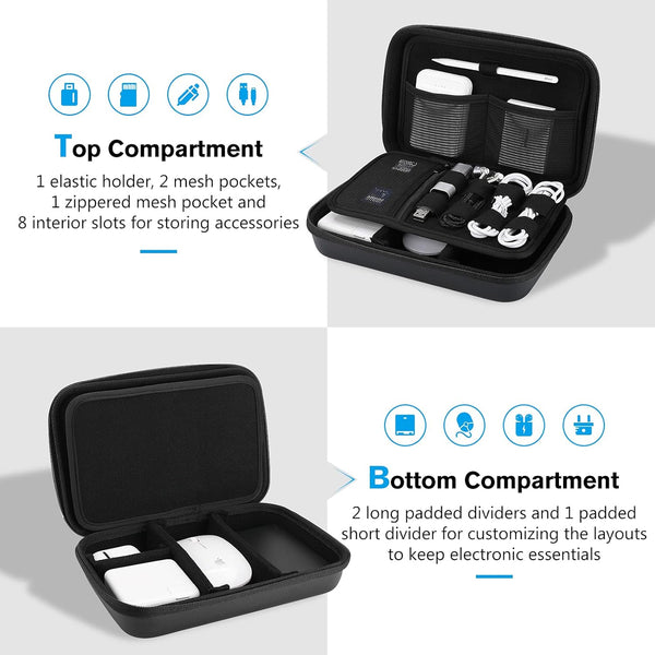 Procase Hard Travel Electronic Organizer Case for Macbook Power Adapter Chargers Cables Power Bank Apple Magic Mouse Apple Pencil USB Flash Disk