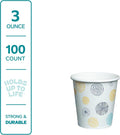 GUSTO [3 oz. - 100 Count Small Paper Cups, Disposable Mini Bathroom Mouthwash Cups - Eco-Friendly and Versatile - Floral