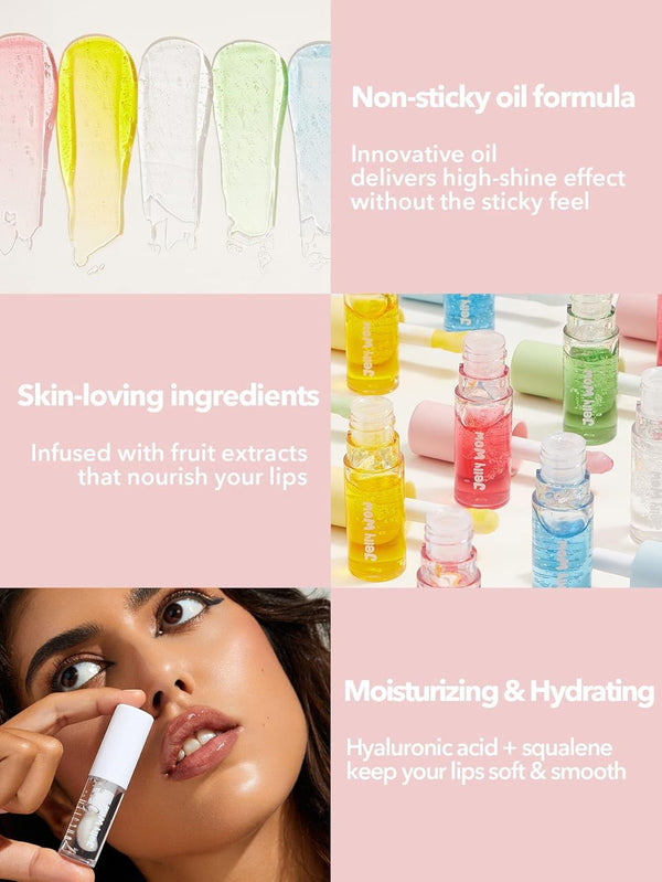 SHEGLAM Jelly Wow Hydrating Non-Sticky Lip Oil Moisturizing Plumping Lip Gloss - Berry Involved