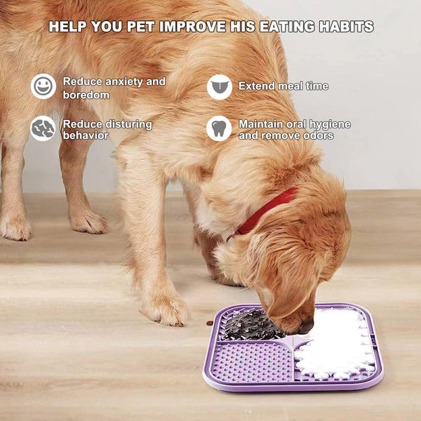 Lesipee Licking Mat for Dogs & Cats 2 Pack, Slow Feeder Lick Pat, Anxiety Relief Dog Toys Feeding Mat for Butter Yogurt Peanut, Pets Supplies