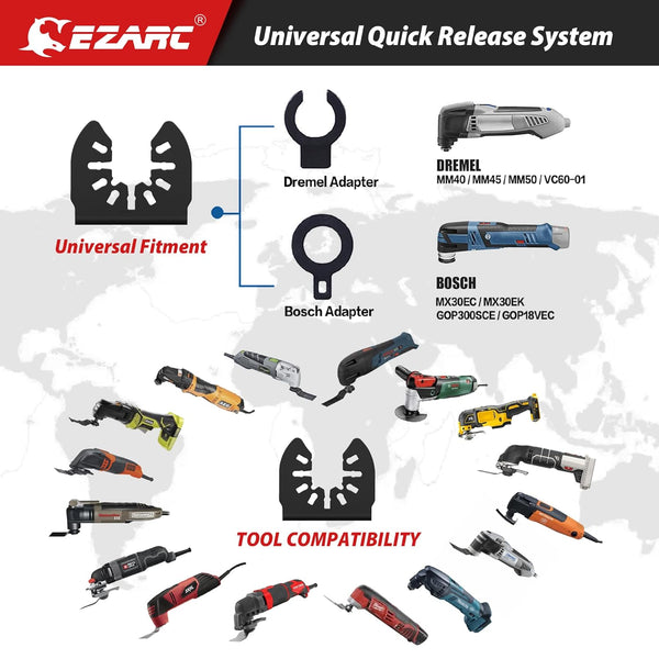 EZARC Titanium Oscillating Saw Blades, 3 PCS Extended Multitool Blades for Metal, Wood Nails, Screws Cutting, Plastic
