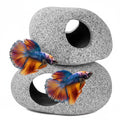 Aquarium Cave Decor - 2 PCS Natural Fish Tank Rocks for Betta Hideout and Shrimp Breeding, Hand-Polished Smooth Edges, PH Neutral, Ideal for 5-20