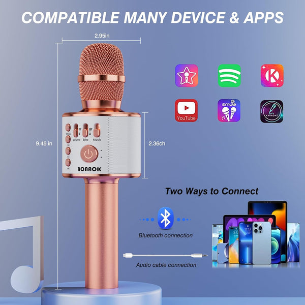 BONAOK Wireless Bluetooth Karaoke Microphone,3-in-1 Portable Handheld Karaoke Mic Speaker Machine Home Party Birthday for All Smartphones PC(Q37