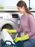 LANON 3 Pairs Wahoo Skin-Friendly Cleaning Gloves, Dishwashing Kitchen Gloves with Cotton Flocked Liner, Reusable, Non-Slip, Bud Tender, Medium