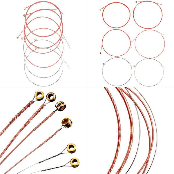Bememo 2 Sets of 6 Guitar Strings Replacement Steel String for Acoustic Guitar (Yellow and Multicolor)