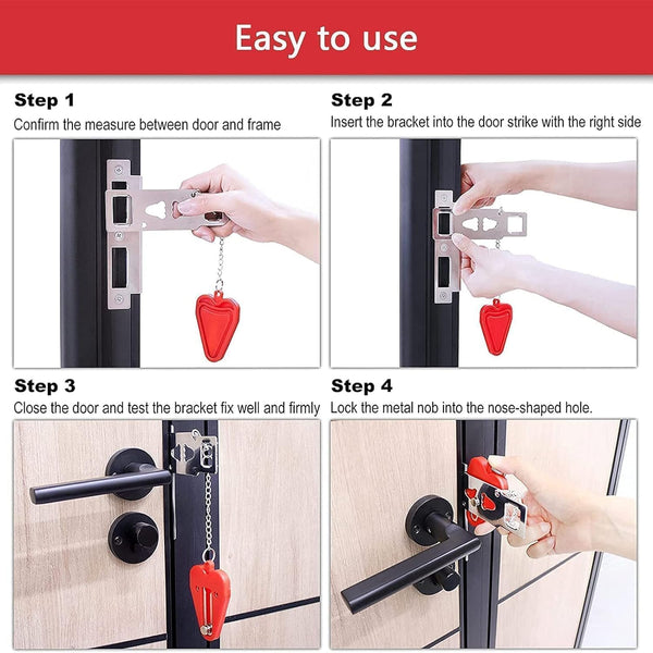 Portable Door Lock & Door Stop Alarm Set, Dual Protection Home Security Door Kit, Travel Hotel Lock Devices Pocket Self Defensey Tools for
