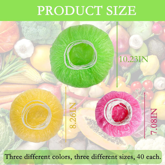 Elastic Food Storage Covers Reusable - Stretch Plastic Wrap Bowl Covers, 120PCS Colorful Plastic Kitchen Storage Lids El
