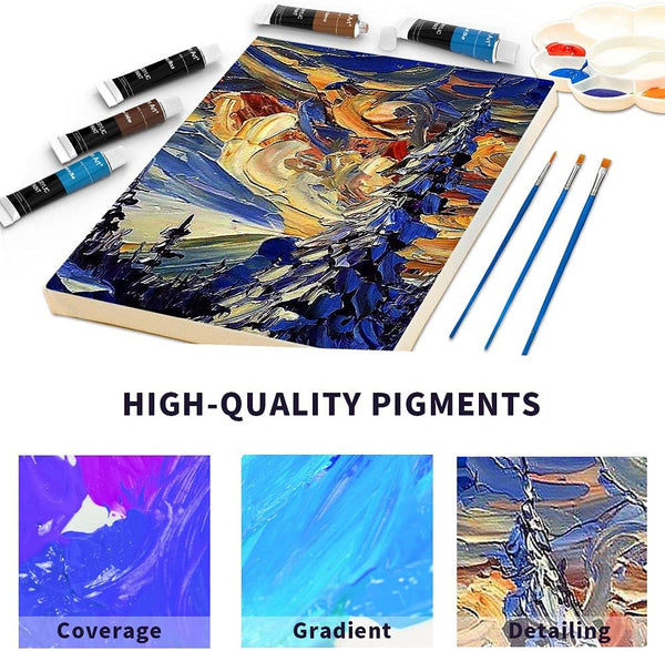 Aen Art Acrylic Paint Set for Pumpkin Painting, 16 Colors Painting Supplies for Canvas Wood Fabric Ceramic Crafts, Non Toxic&Rich Pigments for