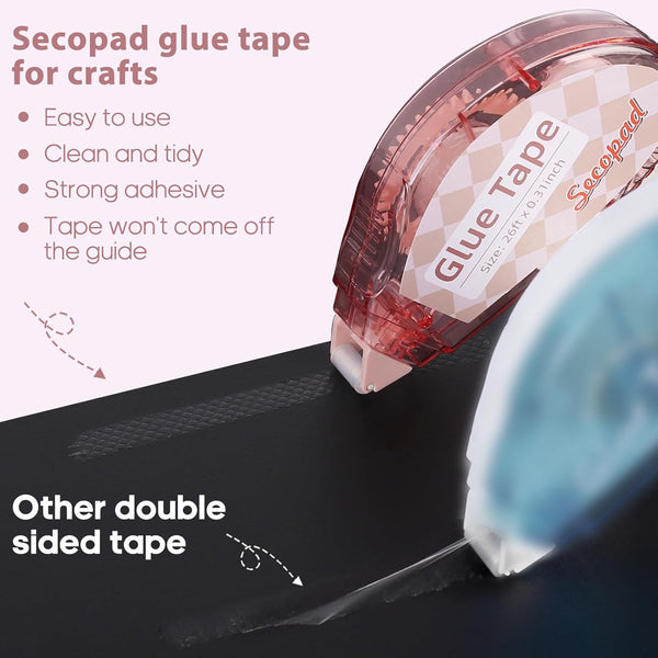 Scrapbook Tape, 4 Pack Double Sided Tape Roller for Crafts, Adhesive Glue Runner Scrapbooking Supplies Journaling School Office Supplies for Kids
