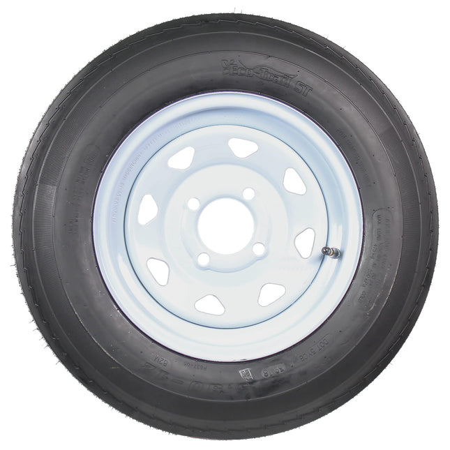 Ecustomrim Trailer Tire on White Rim 530-12 5.30-12 5.30 X 12 Load Range C 4 Lug 12 X 4 Wheel - 2 Year Warranty W/Free R