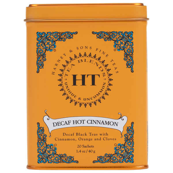 Harney and Sons Decaf Hot Cinnamon , Decaf Flavored Black 20 Sachets per Tin 1.4Oz