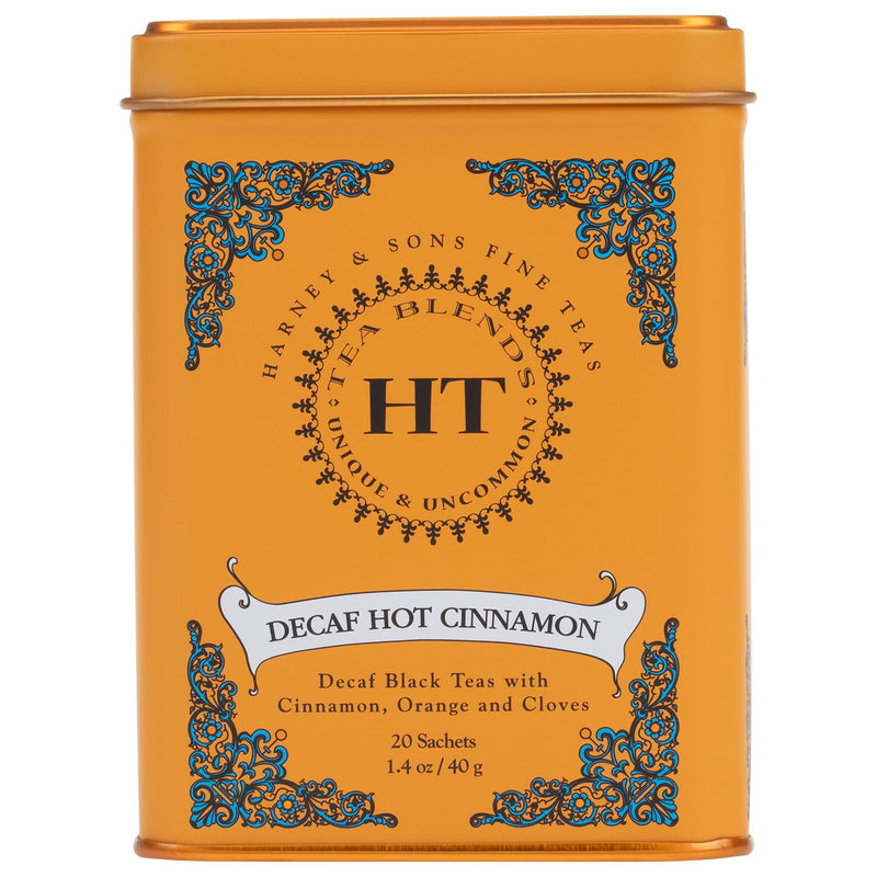 Harney and Sons Decaf Hot Cinnamon , Decaf Flavored Black 20 Sachets per Tin 1.4Oz