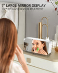 RGB Digital Mirror Alarm Clock, 15 Dynamic Color & 7" Large Screen, 7-Color Night Light, 2 USB Charger, 2 Loud Alarm,4 Dimmable Level,Battery