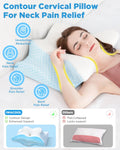 Cool Cervical Neck Pillow for Pain Relief, Ergonomic Contour Side Sleeper Pillow for Adults, Orthopedic Memory Foam Back Stomach Sleepers, 2 in 1