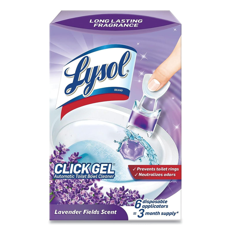 Lysol Click Gel Automatic Toilet Bowl Cleaner, for Cleaning and Refreshing, Lavender Fields, 6 Applicators (Pack of 1)
