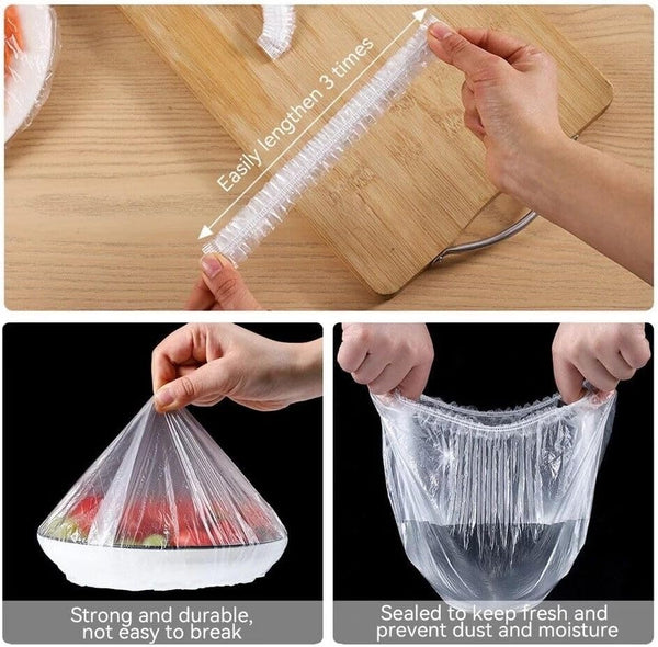 Boolavard Fresh Keeping Bags, 100Pcs Food Covers,Reusable Elastic Food Storage Covers, Plastic Sealing Elastic Stretch Adjustable Bowl Lids,