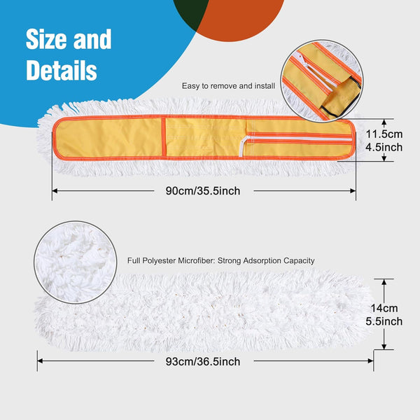 Microfiber Mop Pads 2 Pieces Just Fit CLEANHOME 36" Industrial Dust Mop: B08R3F1Zzm,Yellow