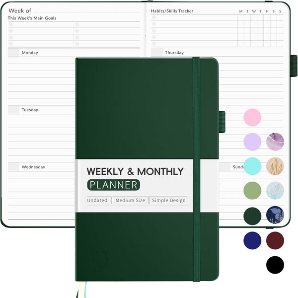 Undated Weekly Planner for 2025, Forvencer Simplified Weekly & Monthly Calendar Planner, Cute Daily Organizer Notebook, Agenda Journal to Track