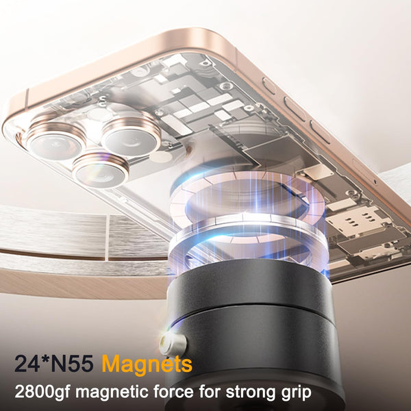 Foldable Magnetic Vacuum Phone Holder, Ultra Strong Suction Cup Phone Mount for Car/Travel/Desktop, Adjustable Vacuum Magnets Phone Stand Car