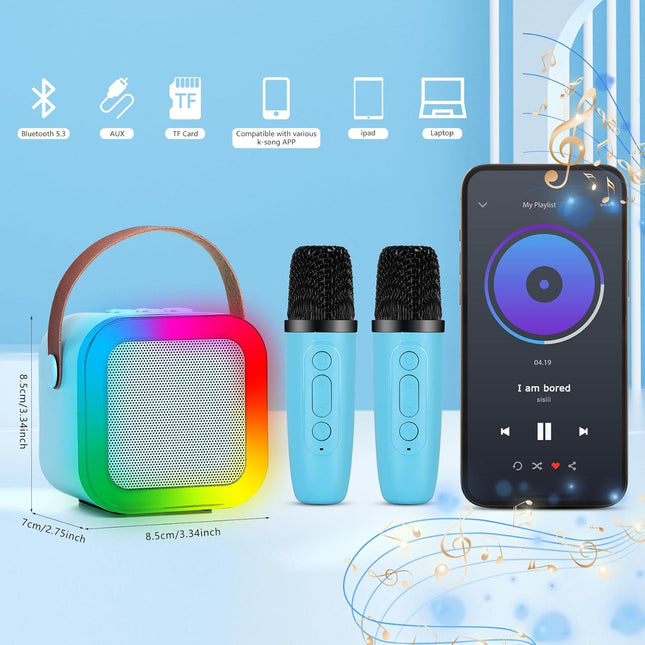 Mini Karaoke Machine with 2 Wireless Microphones for Kids Adults, Kids Karaoke Machine for Girls 18 Pre-Loaded Songs 4, 