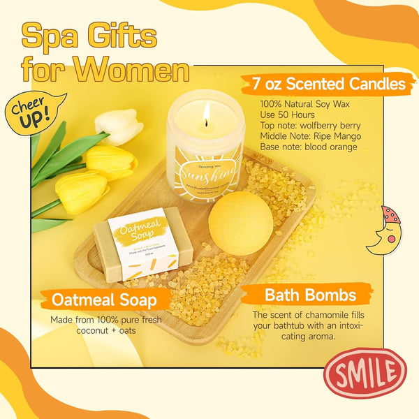 BRIGHTEN up HER DAY! Unique 10Pcs Birthday Gift Baskets for Women - Sister & Friendship Cheer up Box with Get Well Soon & Sunshine Gifts!