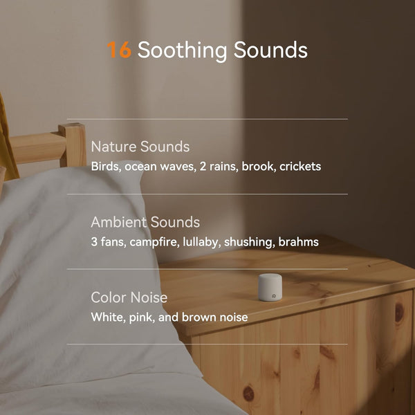 Dreamegg Portable White Noise Machine - Travel Sound Machine for Sleep, Features Powerful Battery, Egg-Sized, 16 Nature Sounds, Timer, Sound