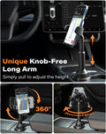 Apps2Car Universal Car Cup Phone Holder | Quick Extension Long Arm | 360Â° Swivel | Adjustable for Iphone, Samsung, Google, and All Smartphones |