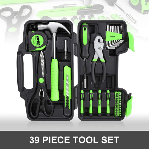 DNA MOTORING 39-Piece Household Tool Set General Repair Small Hand Tool Kit Storage Case for Home Garage Office College Dormitory Use, Pink,