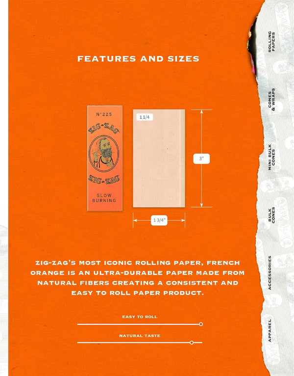 ZIG-ZAG Rolling Papers French Orange 1 1/4 ( 6 Booklets)