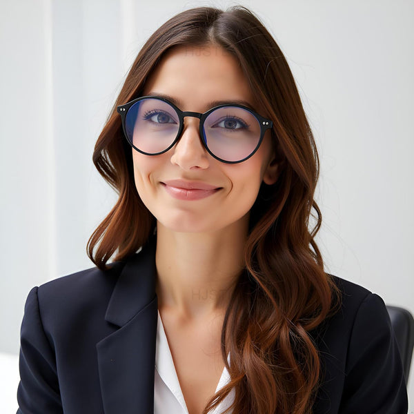 HJSTES Vintage Blue Light Glasses for Women Men round Bluelight Blocking Glasses Thick TR90 Frame Eyeglasses