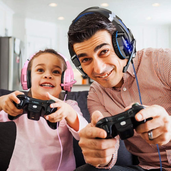 BENGOO G9000 Stereo Gaming Headset for PS4 PC Xbox One PS5 Controller, Noise Cancelling over Ear Headphones with Mic, LED Light, 7.1 Surround