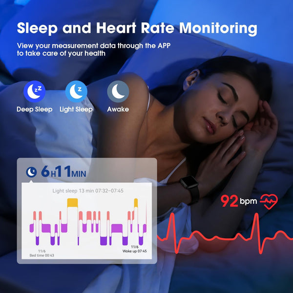 Fitness Tracker Watch with Heart Rate Monitor, Large Screen Activity Tracker with Pedometer, Sleep Monitor, Calories & Step Counter, 5ATM
