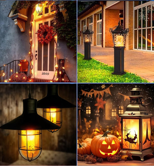6W E26 LED Flame Effect Light Bulb - 4 Modes Fire Flickering Bulbs for Christmas Decoration Atmosphere Lighting (2 Pack)