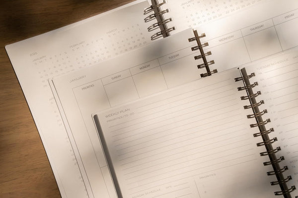 Anecdote 2025 Planner (8.5" X 10") Daily Planner Weekly Monthly Planner - 52 Weeks W/Library Buckram Cover, Brass Spiral - A4 Size Bleed-Resistant
