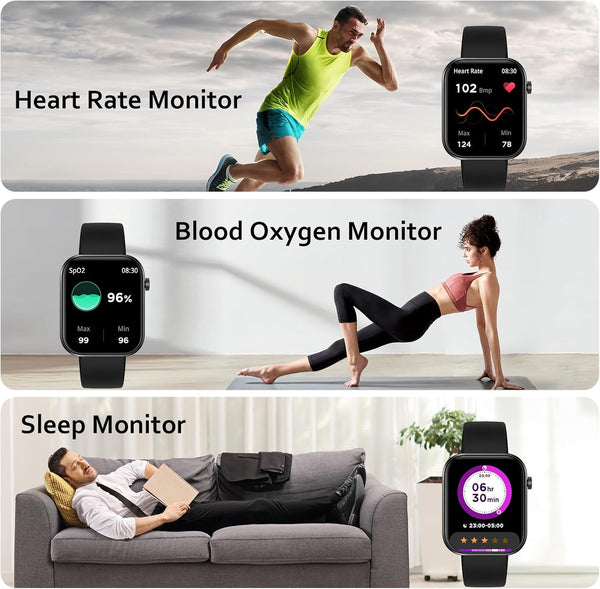 Smart Watch(Answer/Make Call), 1.96" Smart Watch for Men Women IP68 Waterproof, Smartwatch for Android Ios with 100+ Sport Modes, Fitness Tracker,