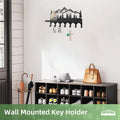 Wall Mounted Mountain Key & Mail Holder with Shelf | Metal Key Organizer with 2 in 1 Key Hooks for Entryway, Hallway, Office
